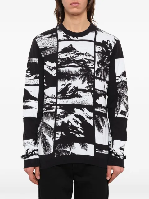 Kenzo landscape-print crew-neck sweater Black F765PU2293CB