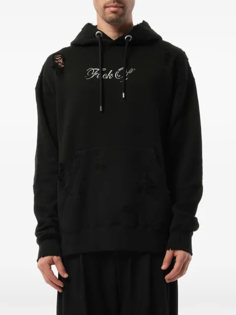 Mastermind Japan distressed logo-print hoodie Black 17SPMMSW08AD