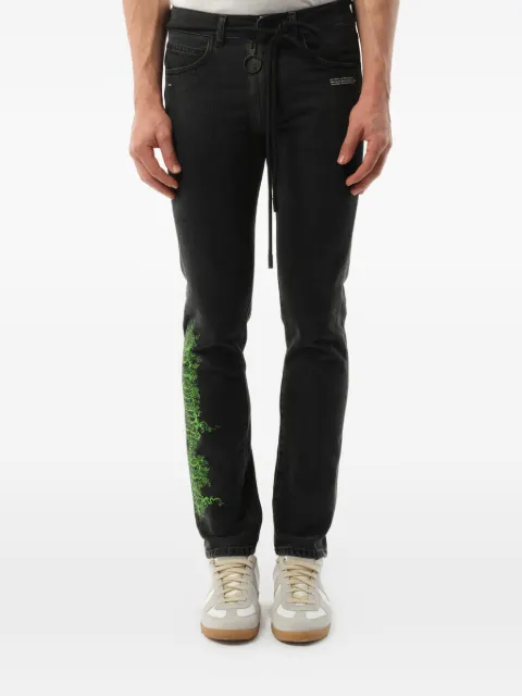 Off-White E.M slim-fit jeans Black OMYA003S18812218