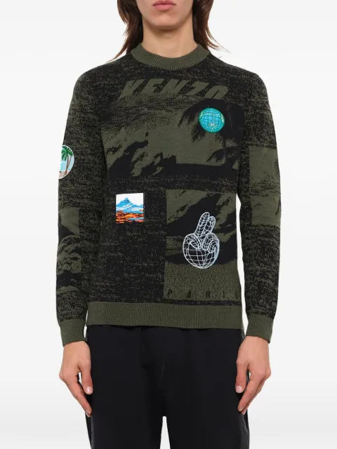 Kenzo intarsia-knit sweater Green F765PU2283CK