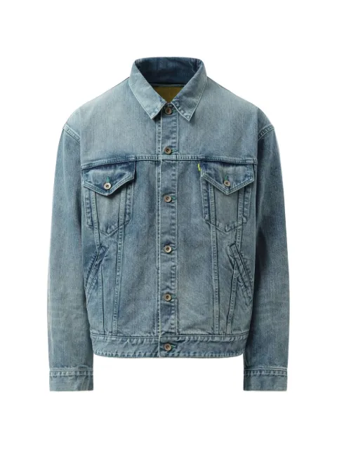 Doublet Care chest-flap-pocket button-up denim jacket Blue 24AW30BL201