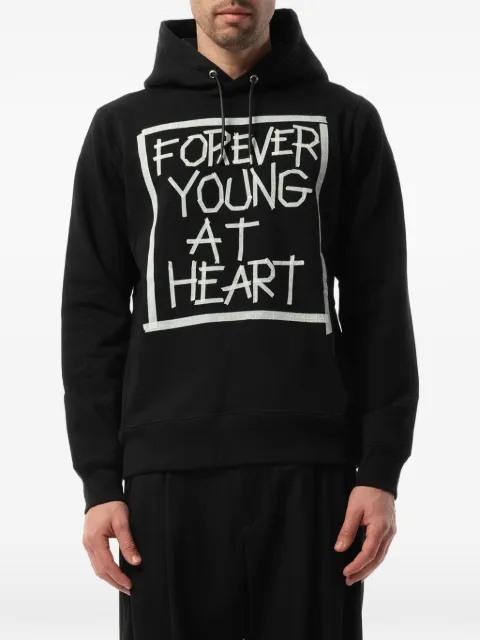 Mastermind Japan slogan-print drawstring hoodie Black MMSW5503