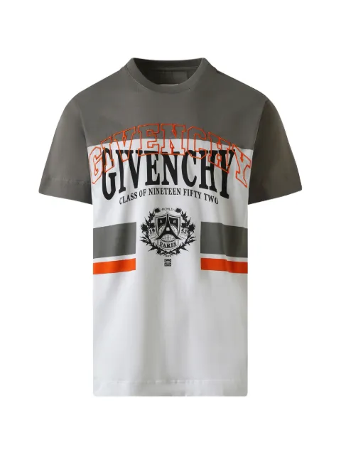 Givenchy college-print striped T-shirt White BM716N3Y94