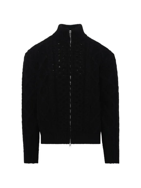 Vowels cable-knit zip-up sweater Black KW049BK