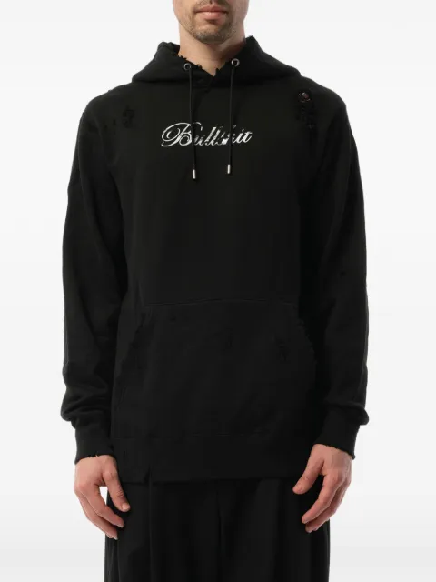 Mastermind Japan distressed logo-print hoodie Black 17SPMMSW06BD