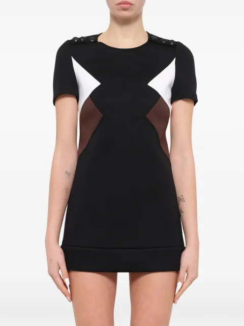 Neil Barrett colour-block button-detail mini dress Black NVE320V