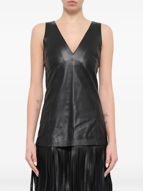 Neil Barrett fringe-trim leather mini dress Black NPE311