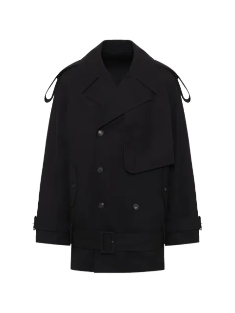EGONlab. double-breasted unlined trench coat Black SS26OU002A
