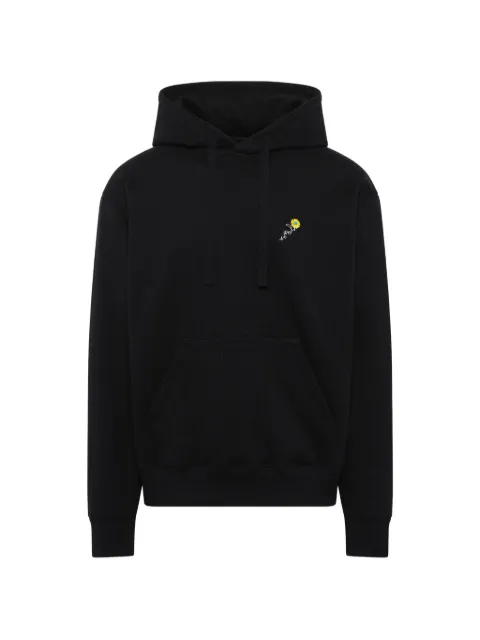 Vowels floral-embroidered hoodie Black H010