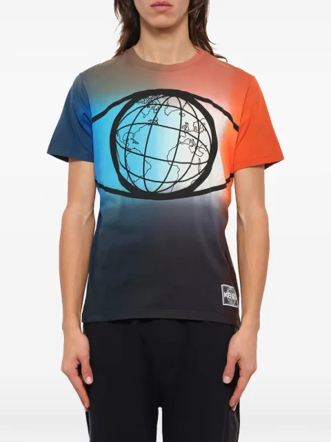 Kenzo globe-print T-shirt Orange F765TS0184SEO