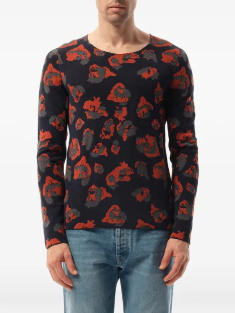Lanvin leopard jacquard raw-edge sweater Blue RMPO0030E16