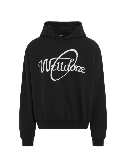 We11done logo-print dropped-shoulder hoodie Black WDTH322813U