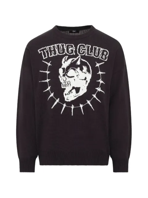 THUG CLUB TC Riding Skull knit sweater Black TC26KN0502