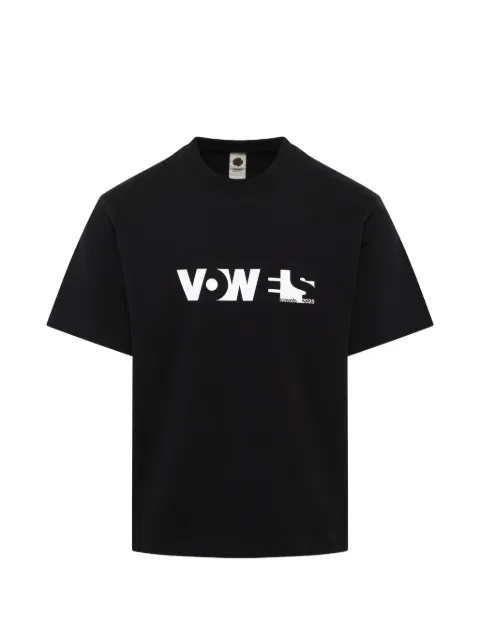 Vowels logo-print cotton T-shirt Black T003BK