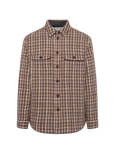 Vowels double-pocket minicheck shirt jacket Brown OW030