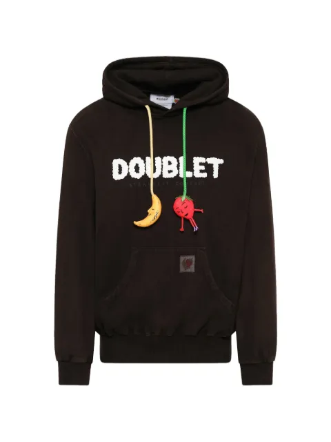 Doublet mud-dyed logo-appliqué hoodie Brown 26SS04CS419