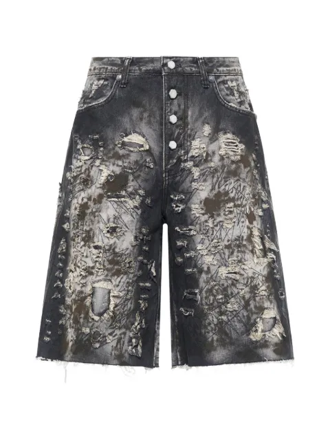 THUG CLUB washed destroyed shorts Black TC26PT1202