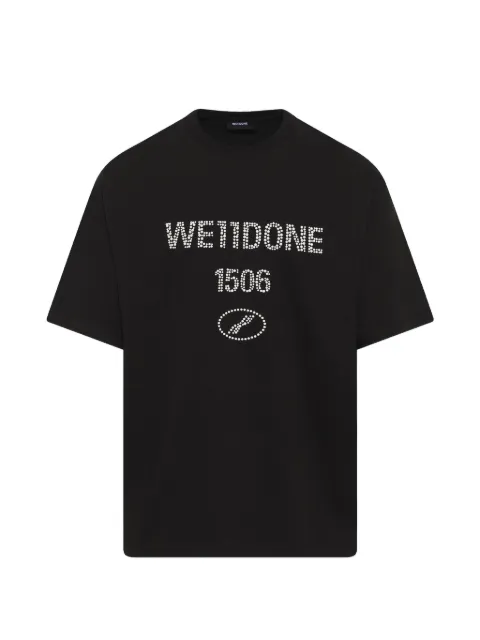 We11done washed pearl-embellished T-shirt Black WDTT225737UBK