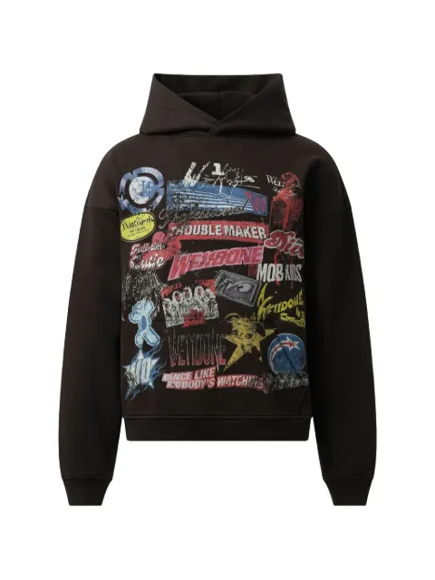 We11done collage-print hoodie Black WDTH324859UBK