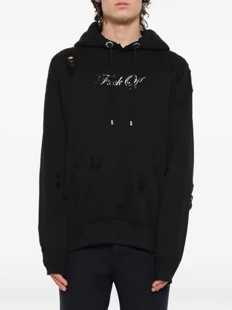 Mastermind Japan distressed skull-print hoodie Black 17SPMMSW10AD