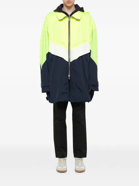 Juun.J colour-block drawstring-hood coat Blue JC9239H96R