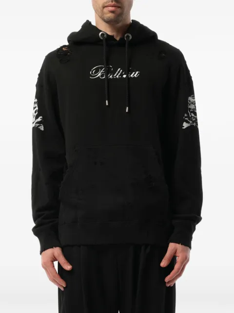 Mastermind Japan distressed skull-print hoodie Black 17SPMMSW06BD
