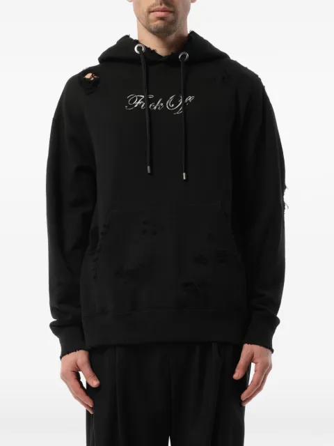 Mastermind Japan distressed skull-print hoodie Black 17SPMMSW07AD