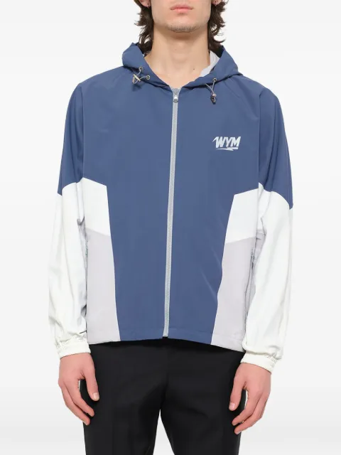 Wooyoungmi logo-print panelled jacket Blue W191TR01950L