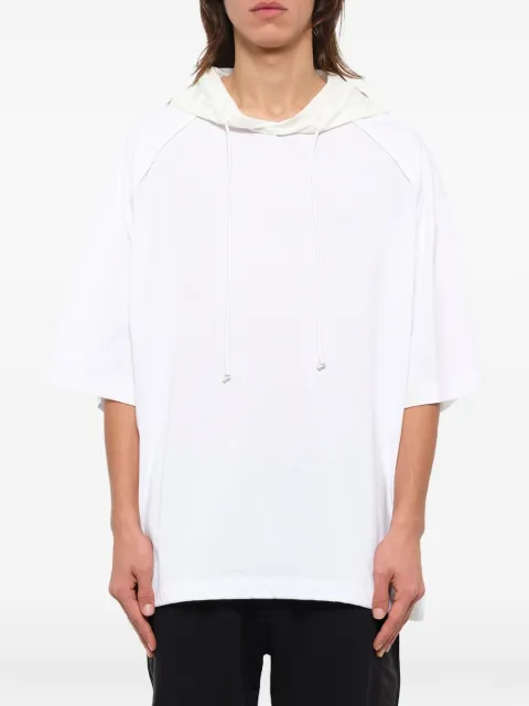 Juun.J logo-print short-sleeve hoodie White JC9442P011