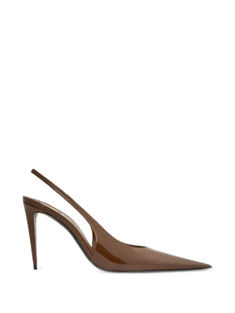 Saint Laurent Guermantes patent slingback pumps Brown 8705051TVAN