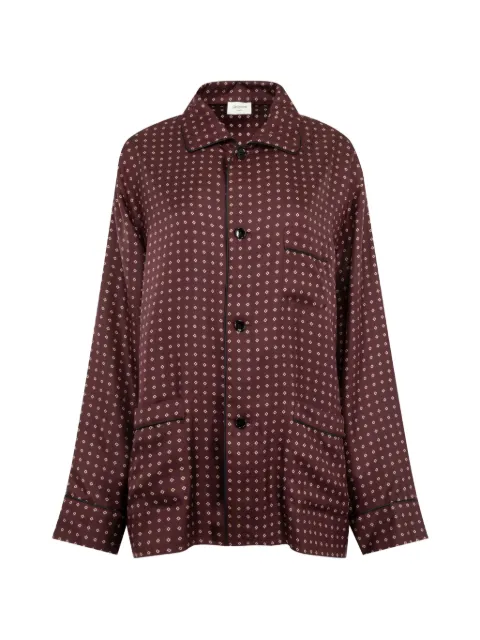Saint Laurent geometric-print silk pyjama top Red 870143Y6K08
