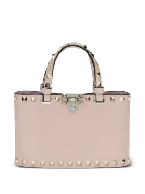Valentino Garavani Rockstud mini shopping bag in grainy calfskin Pink 9W2P0AT0VSH