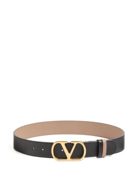 Valentino Garavani reversible Vlogo Signature belt in glossy calfskin 40mm Black WT0SQ4ZDM