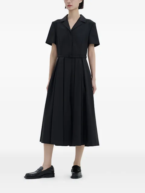 Juun.J belted pleated dress Black JW6371W505