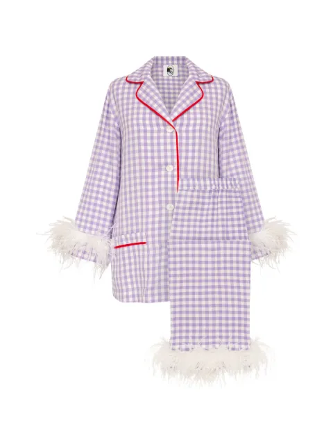 Sleeper Party feather-trim pajamas Purple PRSP02G066FW
