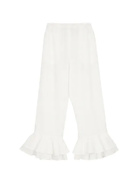 Sleeper Cha-Cha ruffled-hem trousers White CHPT01P001HD