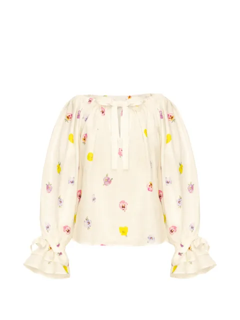 Sleeper Cha-Cha floral-print blouse Neutrals CHBL01F086N