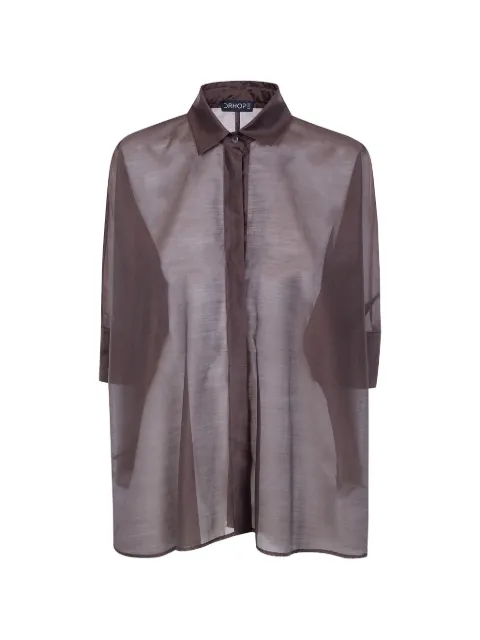 DRHOPE sheer button-up shirt Brown 278514281