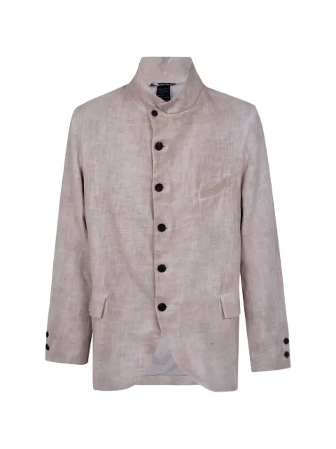 Avant Toi high-neck button-up blazer Neutrals 226SU4220TRMVH