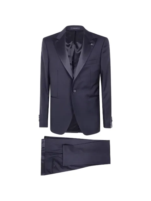 Tagliatore satin-trim peak-lapel suit Blue SFBR15A01LIS070001