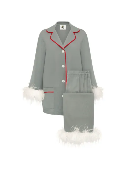 Sleeper Party feather-trim pajamas Grey PRSP02P011F