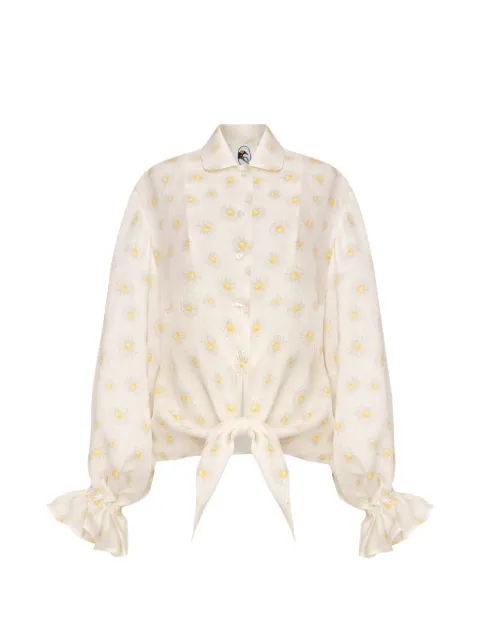Sleeper Rumba linen loungewear shirt White RBSR01F028N