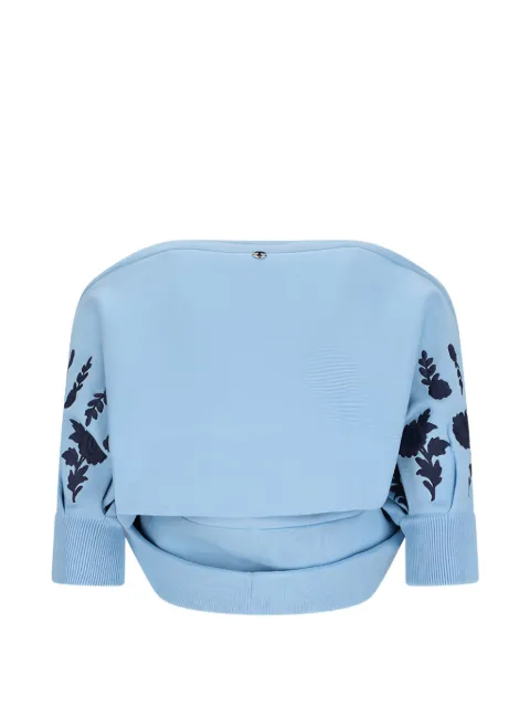 Rabanne floral-embroidered cropped sweater Blue 26EMPU082ML0347