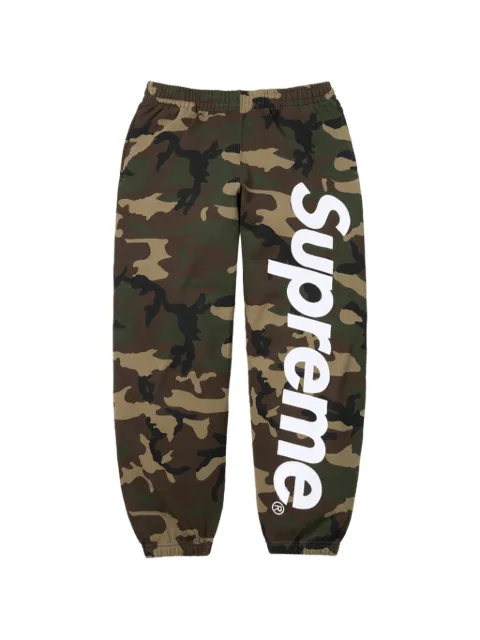 Supreme satin-appliqué camouflage-print track pants Green SU27513