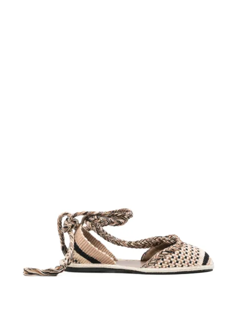 AMAMBAIH Rosa braided tie-fastening ballet flats Neutrals ROSA