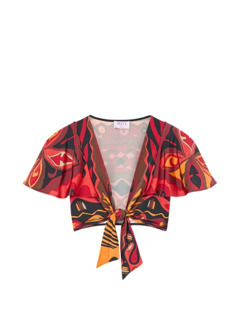 PUCCI Angoli-print knotted top Red 6HJM266H787