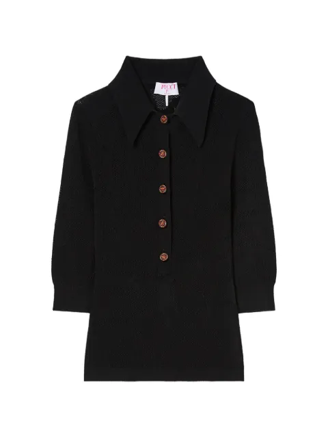 PUCCI seamless jacquard Marmo polo shirt Black 6HKM346H955