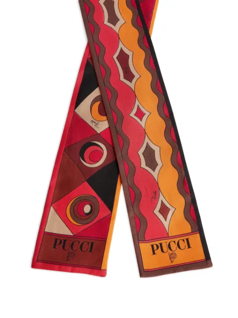 PUCCI mixed print silk twill scarf Red 6HGB326HC09