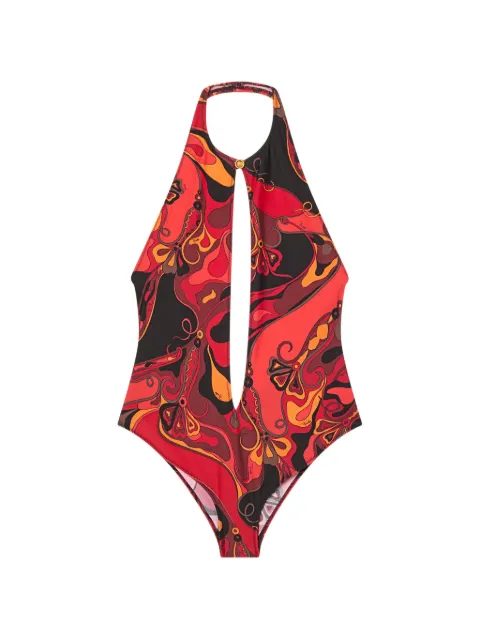 PUCCI Orchidee-print swimsuit Red 6HMC666H835