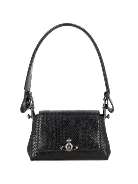 Vivienne Westwood snakeskin-effect orb shoulder bag Black 4603000WWL00D7